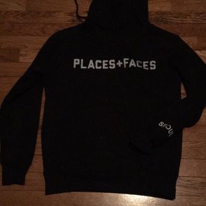 Size Small worn Places + Faces Hoodie
